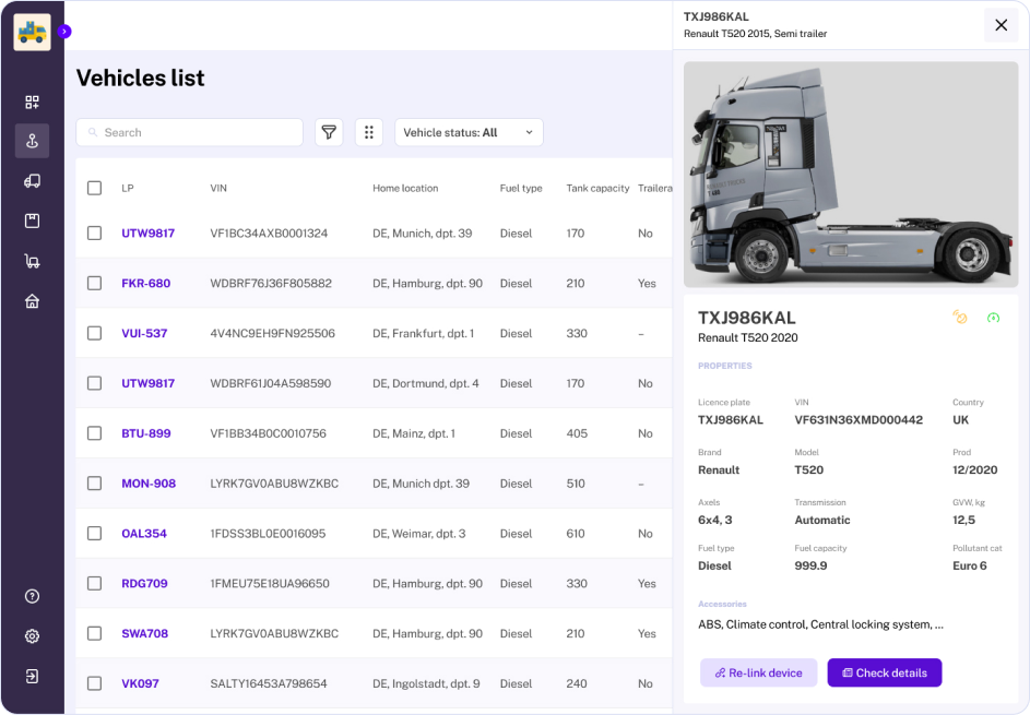 Vehicle list_ dispatcher, fleet manager 1